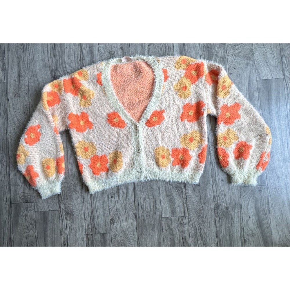 Willow + Root Floral Fuzzy Cardigan Sweater - Talla M - Boho Retro Style. - Picture 15 of 16